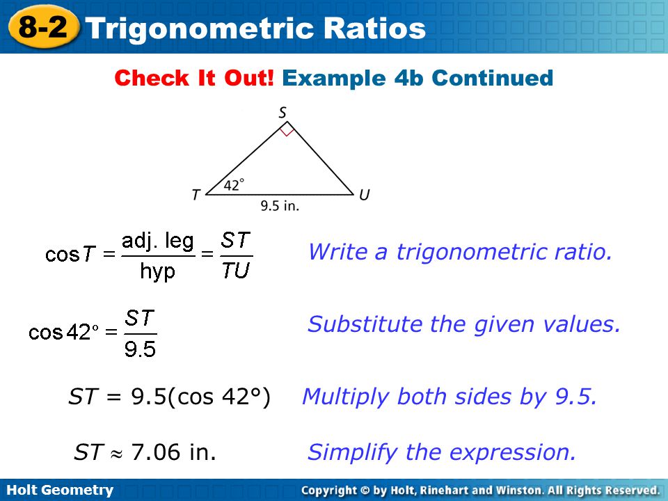 How to write a trigonometric ratio as a simplified fraction definition